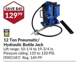 Princess Auto 12 Ton Pneumatic/ Hydraulic Bottle Jack offer