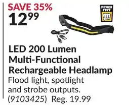 Princess Auto LED 200 Lumen Multi-Functional Rechargeable Headlamp offer