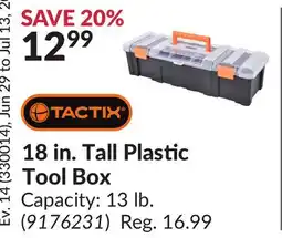 Princess Auto 18 in. Tall Plastic Tool Box offer