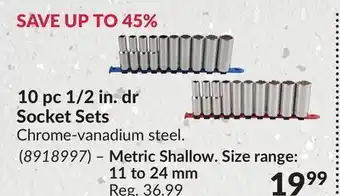 Princess Auto 10 pc 1/2 in. dr Socket Sets offer
