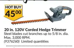 Princess Auto 20 in. 120V Corded Hedge Trimmer offer