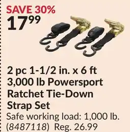 Princess Auto 2 pc 1-1/2 in. x 6 3,000 lb Powersport Ratchet Tie-Down Strap Set offer