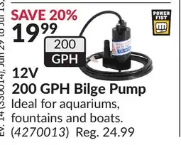 Princess Auto 12V 200 GPH Bilge Pump offer