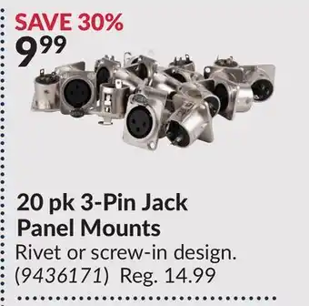 Princess Auto 20 pk 3-Pin Jack Panel Mounts offer