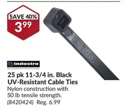 Princess Auto 25 pk 11-3/4 in. Black UV-Resistant Cable Ties offer