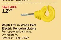 Princess Auto 25 pk 1/4 in. Wood Post Electric Fence Insulators offer