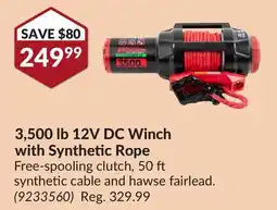 Princess Auto 3,500 lb 12V DC Winch with Synthetic Rope offer