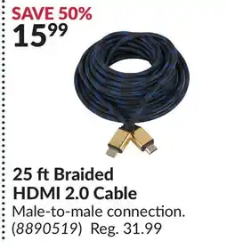 Princess Auto 25 ft Braided HDMI 2.0 Cable offer