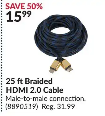 Princess Auto 25 ft Braided HDMI 2.0 Cable offer
