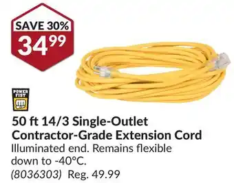 Princess Auto 50 ft 14/3 Single-Outlet Contractor-Grade Extension Cord offer