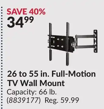 Princess Auto 26 to 55 in. Full-Motion TV Wall Mount offer
