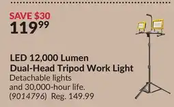 Princess Auto LED 12,000 Lumen Dual-Head Tripod Work Light offer
