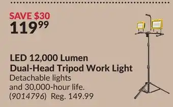 Princess Auto LED 12,000 Lumen Dual-Head Tripod Work Light offer