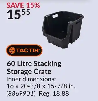 Princess Auto 60 Litre Stacking Storage Crate offer