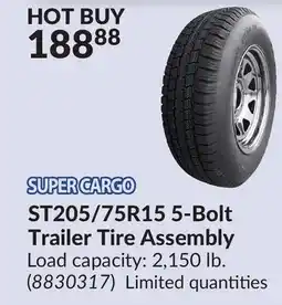 Princess Auto ST205/75R15 5-Bolt Trailer Tire Assembly offer