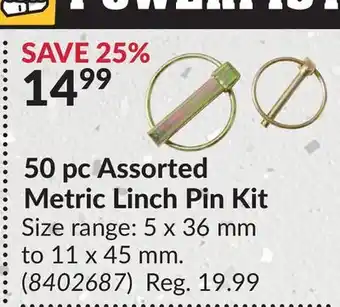 Princess Auto 50 pc Assorted Metric Linch Pin Kit offer