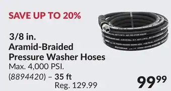 Princess Auto 3/8 in. Aramid-Braided Pressure Washer Hoses offer
