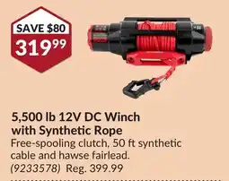 Princess Auto 5,500 lb 12V DC Winch with Synthetic Rope offer