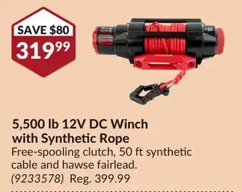 Princess Auto 5,500 lb 12V DC Winch with Synthetic Rope offer