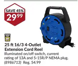 Princess Auto 25 ft16/3 4-Outlet Extension Cord Reel offer