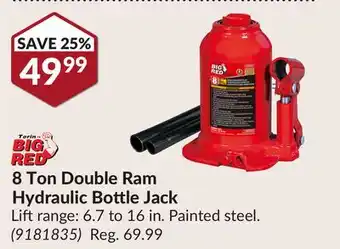 Princess Auto 8 Ton Double Ram Hydraulic Bottle Jack offer