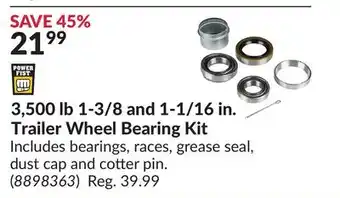 Princess Auto 3,500 lb 1-3/8 and 1-1/16 in. Trailer Wheel Bearing Kit offer