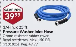 Princess Auto 3/4 in. x 25 Pressure Washer Inlet Hose offer