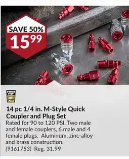 Princess Auto 14 pc 1/4 in. M-Style Quick Coupler and Plug Set offer