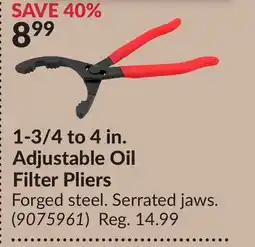 Princess Auto 1-3/4 to 4 in. Adjustable Oil Filter Pliers offer