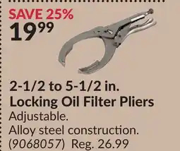 Princess Auto 2-1/2 to 5-1/2 in. Locking Oil Filter Pliers offer