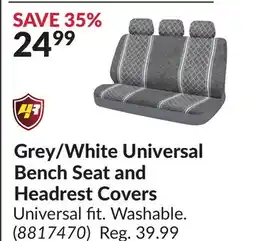 Princess Auto Grey/White Universal Bench Seat and Headrest Covers offer