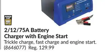 Princess Auto 2/12/75A Battery Charger with Engine Start offer
