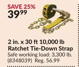 Princess Auto 2 in. x 30 ft 10,000 lb Ratchet Tie-Down Strap offer