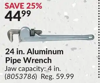 Princess Auto 24 in. Aluminum Pipe Wrench offer