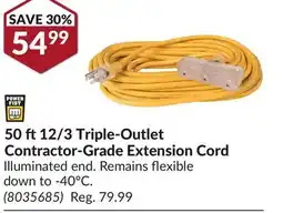 Princess Auto 50 ft 12/3 Triple-Outlet Contractor-Grade Extension Cord offer