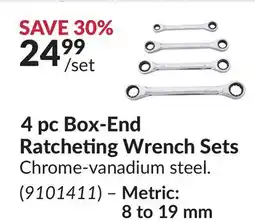Princess Auto 4 pc Box-End Ratcheting Wrench Sets Metric: 8 to 19 mm offer