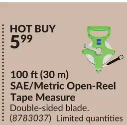 Princess Auto 100 ft(30 m) SAE/Metric Open-Reel Tape Measure offer