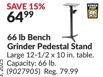Princess Auto 66 lb Bench Grinder Pedestal Stand offer