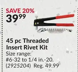 Princess Auto 45 pc Threaded Insert Rivet Kit offer