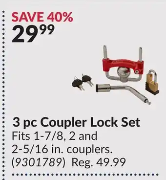 Princess Auto 3 pc Coupler Lock Set offer