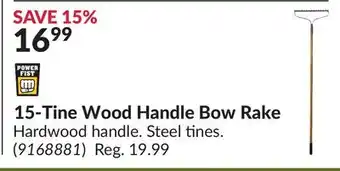 Princess Auto 15-Tine Wood Handle Bow Rake offer