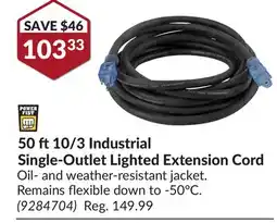 Princess Auto 50 ft10/3 Industrial Single-Outlet Lighted Extension Cord offer