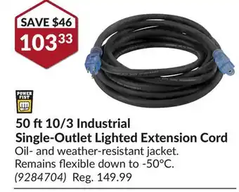 Princess Auto 50 ft10/3 Industrial Single-Outlet Lighted Extension Cord offer