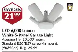 Princess Auto LED 6,000 Lumen White 5-Panel Garage Light offer