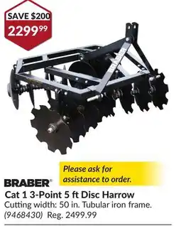 Princess Auto Cat 1 3-Point 5 ftDisc Harrow offer