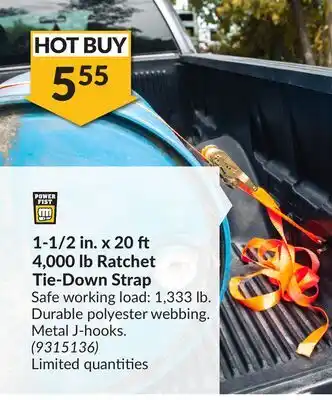 Princess Auto 1-1/2 in. x 20 4,000 lb Ratchet Tie-Down Strap offer