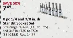 Princess Auto 8 pc 1/4 and 3/8 in. dr Star Bit Socket Set offer