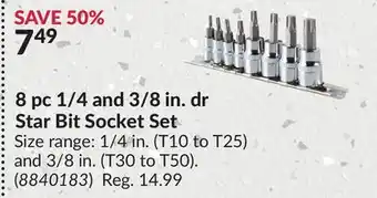 Princess Auto 8 pc 1/4 and 3/8 in. dr Star Bit Socket Set offer