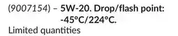 Princess Auto 5W-20. Drop/flash point: -45°C/224°C offer