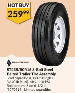 Princess Auto ST235/80R16 8-Bolt Steel Belted Trailer Tire Assembly offer